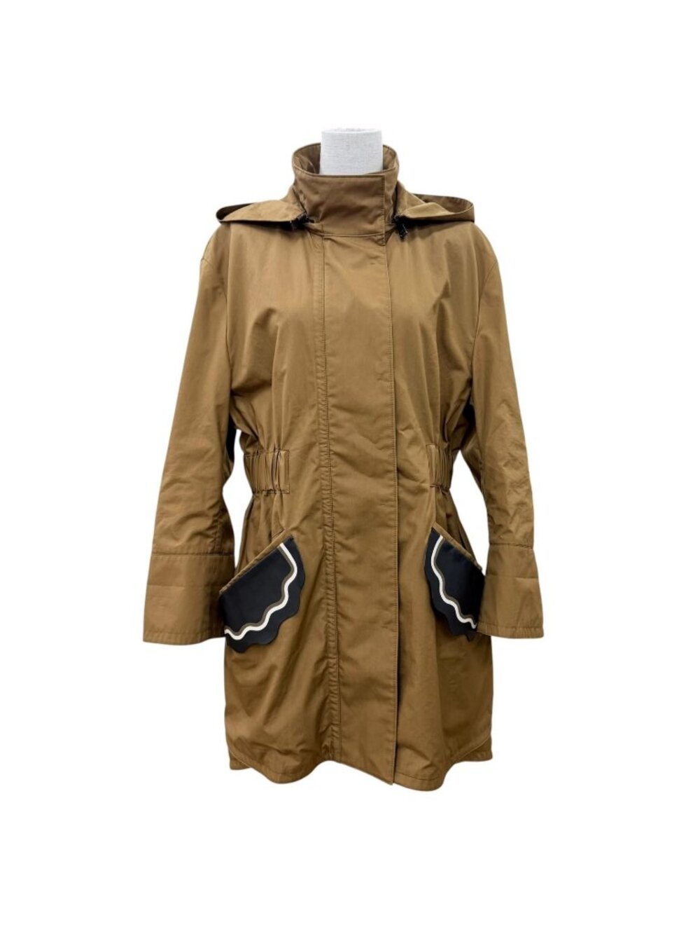 Fendi 100% Cotton Cowhide Leather Hooded Coat Brown 40